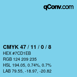 Código de color: CMYK 47 / 11 / 0 / 8 | qconv.com