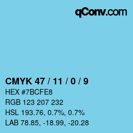 Color code: CMYK 47 / 11 / 0 / 9 | qconv.com