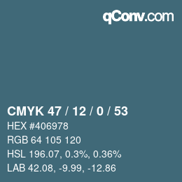 Color code: CMYK 47 / 12 / 0 / 53 | qconv.com