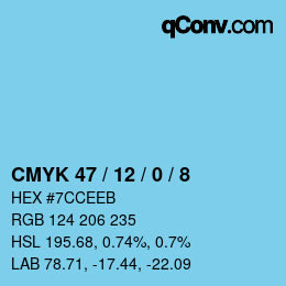 Color code: CMYK 47 / 12 / 0 / 8 | qconv.com