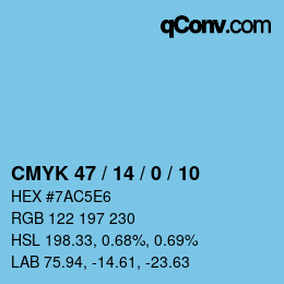 カラーコード: CMYK 47 / 14 / 0 / 10 | qconv.com