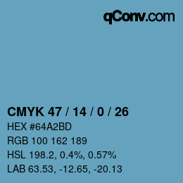 Color code: CMYK 47 / 14 / 0 / 26 | qconv.com