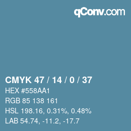 Color code: CMYK 47 / 14 / 0 / 37 | qconv.com