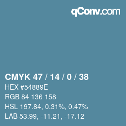 Color code: CMYK 47 / 14 / 0 / 38 | qconv.com