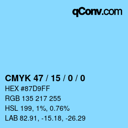 カラーコード: CMYK 47 / 15 / 0 / 0 | qconv.com