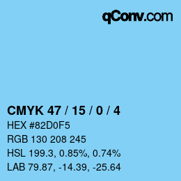 カラーコード: CMYK 47 / 15 / 0 / 4 | qconv.com