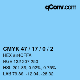 カラーコード: CMYK 47 / 17 / 0 / 2 | qconv.com