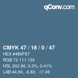 Color code: CMYK 47 / 18 / 0 / 47 | qconv.com