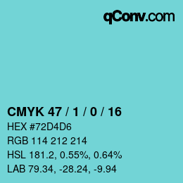 カラーコード: CMYK 47 / 1 / 0 / 16 | qconv.com