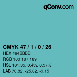 Color code: CMYK 47 / 1 / 0 / 26 | qconv.com