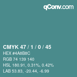 Color code: CMYK 47 / 1 / 0 / 45 | qconv.com