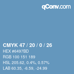 Color code: CMYK 47 / 20 / 0 / 26 | qconv.com