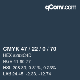 颜色代码: CMYK 47 / 22 / 0 / 70 | qconv.com