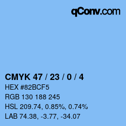 Color code: CMYK 47 / 23 / 0 / 4 | qconv.com