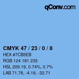 颜色代码: CMYK 47 / 23 / 0 / 8 | qconv.com