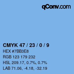 Color code: CMYK 47 / 23 / 0 / 9 | qconv.com