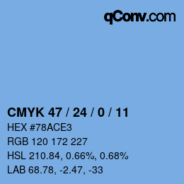 Color code: CMYK 47 / 24 / 0 / 11 | qconv.com