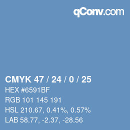 Farbcode: CMYK 47 / 24 / 0 / 25 | qconv.com