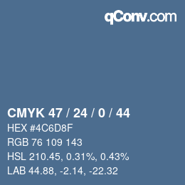 Color code: CMYK 47 / 24 / 0 / 44 | qconv.com