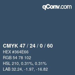 カラーコード: CMYK 47 / 24 / 0 / 60 | qconv.com