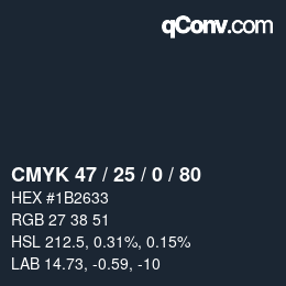 Código de color: CMYK 47 / 25 / 0 / 80 | qconv.com
