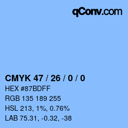 カラーコード: CMYK 47 / 26 / 0 / 0 | qconv.com