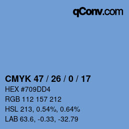 カラーコード: CMYK 47 / 26 / 0 / 17 | qconv.com