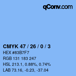 カラーコード: CMYK 47 / 26 / 0 / 3 | qconv.com