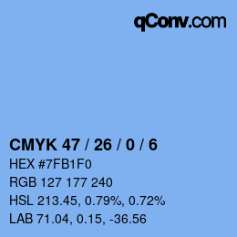 Color code: CMYK 47 / 26 / 0 / 6 | qconv.com