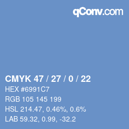Farbcode: CMYK 47 / 27 / 0 / 22 | qconv.com