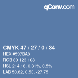 カラーコード: CMYK 47 / 27 / 0 / 34 | qconv.com
