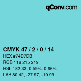 颜色代码: CMYK 47 / 2 / 0 / 14 | qconv.com