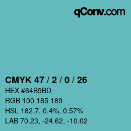 Color code: CMYK 47 / 2 / 0 / 26 | qconv.com