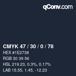 カラーコード: CMYK 47 / 30 / 0 / 78 | qconv.com