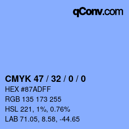 Color code: CMYK 47 / 32 / 0 / 0 | qconv.com