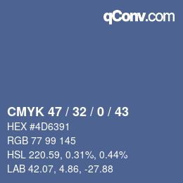 颜色代码: CMYK 47 / 32 / 0 / 43 | qconv.com