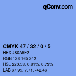 カラーコード: CMYK 47 / 32 / 0 / 5 | qconv.com