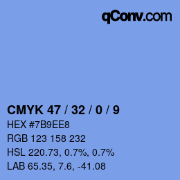 Color code: CMYK 47 / 32 / 0 / 9 | qconv.com