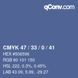 颜色代码: CMYK 47 / 33 / 0 / 41 | qconv.com