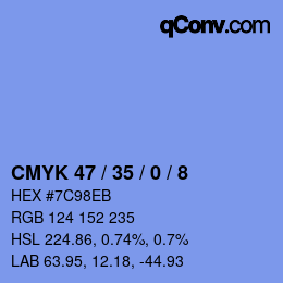 Color code: CMYK 47 / 35 / 0 / 8 | qconv.com