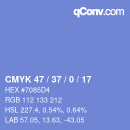 Color code: CMYK 47 / 37 / 0 / 17 | qconv.com
