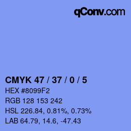 カラーコード: CMYK 47 / 37 / 0 / 5 | qconv.com