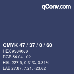 颜色代码: CMYK 47 / 37 / 0 / 60 | qconv.com