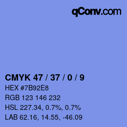 Color code: CMYK 47 / 37 / 0 / 9 | qconv.com