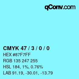 Color code: CMYK 47 / 3 / 0 / 0 | qconv.com
