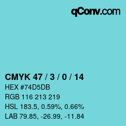 Color code: CMYK 47 / 3 / 0 / 14 | qconv.com