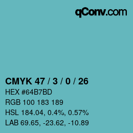 Color code: CMYK 47 / 3 / 0 / 26 | qconv.com