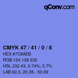 Color code: CMYK 47 / 41 / 0 / 8 | qconv.com
