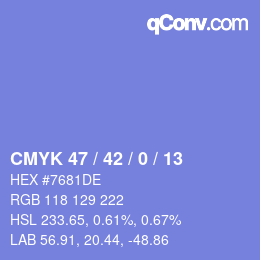 Color code: CMYK 47 / 42 / 0 / 13 | qconv.com