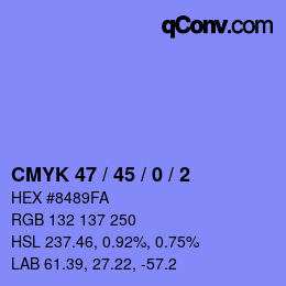 Farbcode: CMYK 47 / 45 / 0 / 2 | qconv.com
